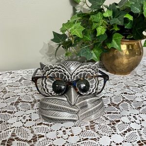 Vintage Arnel’s Ceramic Owl Eyeglass Holder Caddy Stand